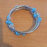 Women Spiral Wrap Bracelet Silver Tone Multi Layer Beaded Boho Colour Choice
