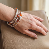Women Spiral Wrap Bracelet Silver Tone Multi Layer Beaded Boho Colour Choice