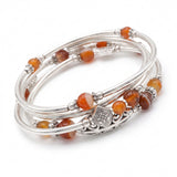 Women Spiral Wrap Bracelet Silver Tone Multi Layer Beaded Boho Colour Choice
