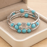 Women Spiral Wrap Bracelet Silver Tone Multi Layer Beaded Boho Colour Choice