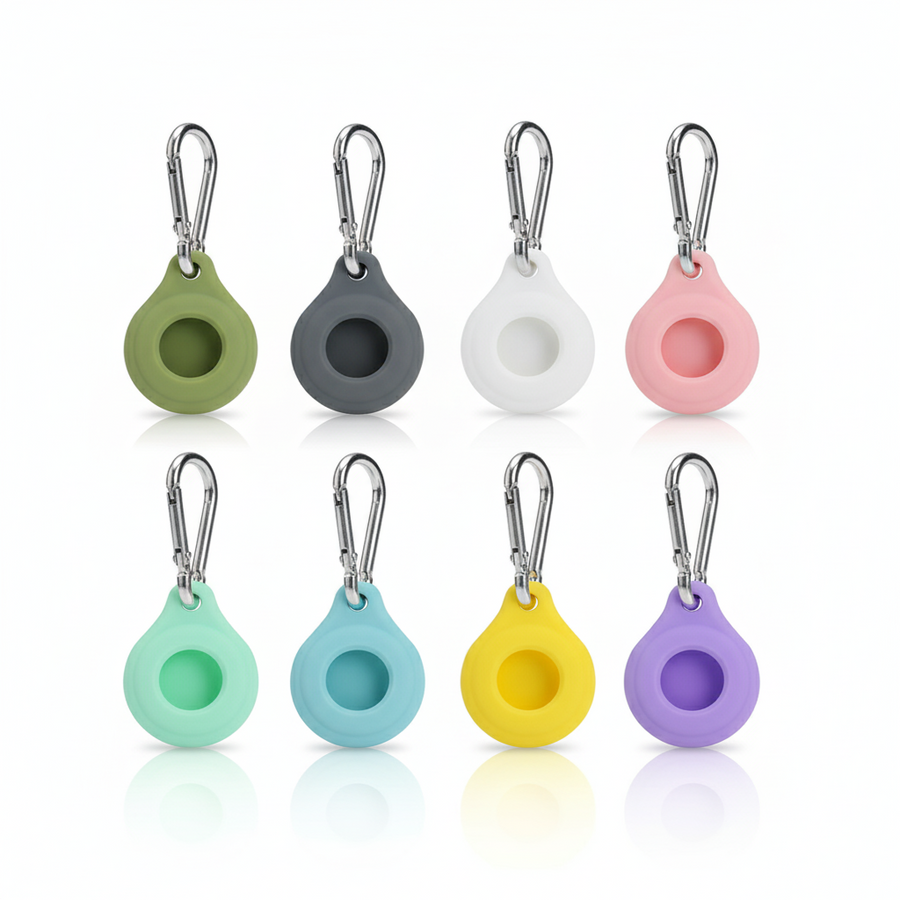 Apple AirTag Silicone Keyring Case Soft Protective Cover Holder Various Colours