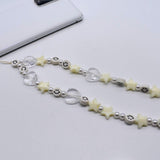 Crystal Beaded Mobile Phone Charm Lanyard & Smiley Wrist Strap for Keys Holder