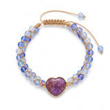 Heart Charm Beaded Bracelet Adjustable Cord Women Love Charm Bracelet Red Purple