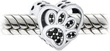 925 Sterling Silver Paw Print Heart Charm Bracelet Cat Dog Pet Lover Birthday UK