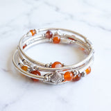 Women Spiral Wrap Bracelet Silver Tone Multi Layer Beaded Boho Colour Choice