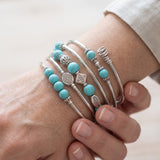 Women Spiral Wrap Bracelet Silver Tone Multi Layer Beaded Boho Colour Choice