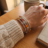 Women Spiral Wrap Bracelet Silver Tone Multi Layer Beaded Boho Colour Choice