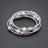 Women Spiral Wrap Bracelet Silver Tone Multi Layer Beaded Boho Colour Choice