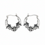 Bat Hoop Earrings Women Gothic Rock Punk Hypoallergenic Silver Jewellery Gift UK