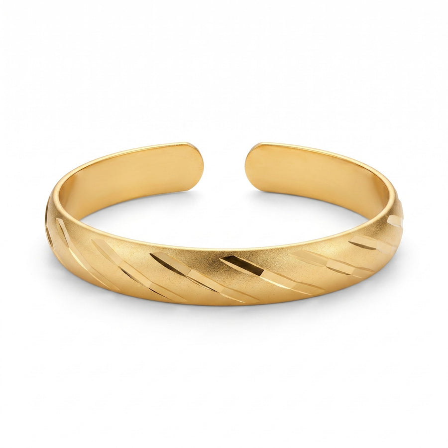 Gold Tone Bracelet Wide Cuff Bangle Bracelet Textured Design Women Bracelet