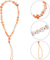 Crystal Beaded Mobile Phone Charm Lanyard & Smiley Wrist Strap for Keys Holder