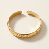 Gold Tone Bracelet Wide Cuff Bangle Bracelet Textured Design Women Bracelet