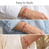 Heart Charm Beaded Bracelet Adjustable Cord Women Love Charm Bracelet Red Purple