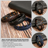 Men’s Braided Leather Bracelet Wristband Punk Beaded Surfer Wrap Gift UK