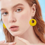 Retro Wooden Hoop Earrings Boho Dangle Drop Lightweight Colourful Women Gift UK