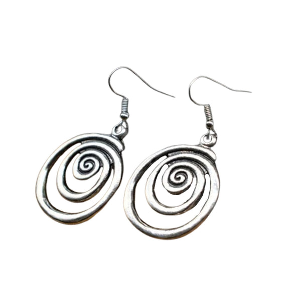 Spiral Dangle Drop Earrings Women Handmade Vintage Hook Silver Jewellery Gift UK