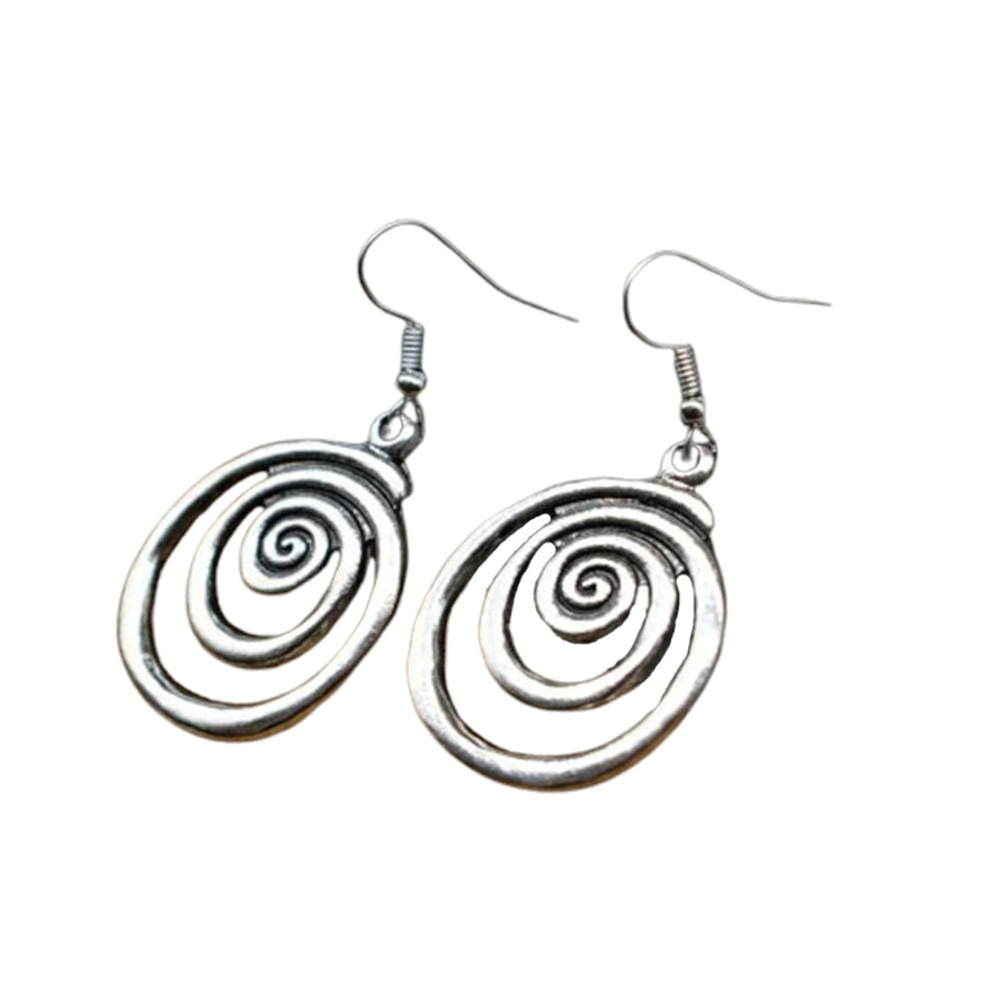Spiral Dangle Drop Earrings Women Handmade Vintage Hook Silver Jewellery Gift UK