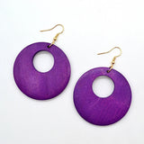 Retro Wooden Hoop Earrings Boho Dangle Drop Lightweight Colourful Women Gift UK