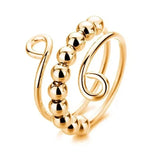 Adjustable Beaded Ring Gold Silver Tone Spinner Fidget Anxiety Stress Relief