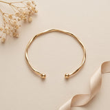 Gold Tone Twisted Bangle Open Cuff Bangle Bracelet Women Ball Ends