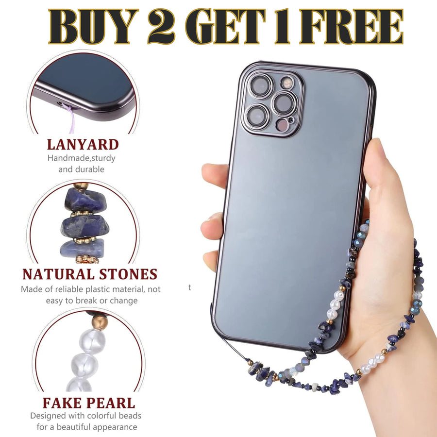Crystal Beaded Mobile Phone Charm Lanyard & Smiley Wrist Strap for Keys Holder