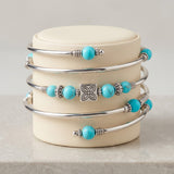 Women Spiral Wrap Bracelet Silver Tone Multi Layer Beaded Boho Colour Choice