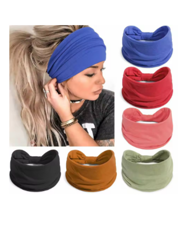 Wide Turban Headband Knot Hair Band Boho Yoga Elastic Headwrap UK | Massner