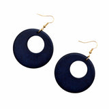 Retro Wooden Hoop Earrings Boho Dangle Drop Lightweight Colourful Women Gift UK