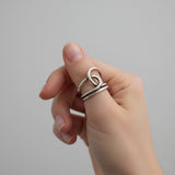 Chunky Silver Knot Ring Adjustable Women’s Statement Boho Fashion Jewellery