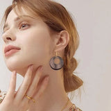 Retro Wooden Hoop Earrings Boho Dangle Drop Lightweight Colourful Women Gift UK