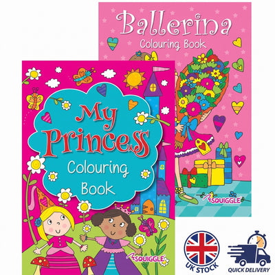 A4 Children's Ballerina & Princess Colouring Book Kid's Activities Book - 2Pack