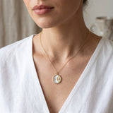 Celestial Necklace Sun Star Coin Necklace Pearl Effect Gold Tone Chain Necklace