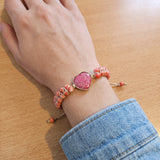 Heart Charm Beaded Bracelet Adjustable Cord Women Love Charm Bracelet Red Purple