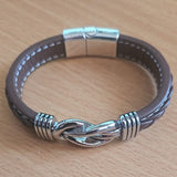 Infinity Style Knot Leather Bracelet Interlocking Knot Silver Bracelet 5 Colours