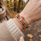 Women Spiral Wrap Bracelet Silver Tone Multi Layer Beaded Boho Colour Choice