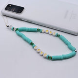 Crystal Beaded Mobile Phone Charm Lanyard & Smiley Wrist Strap for Keys Holder