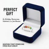 Anti Anxiety Fidget Ring Stress Relief Beads Spinner 925 Sterling Silver Rings