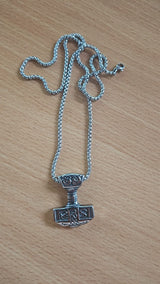 Thor's Hammer Mjolnir Necklace Silver Black Tone Viking Celtic Pendant Necklace