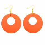Retro Wooden Hoop Earrings Boho Dangle Drop Lightweight Colourful Women Gift UK