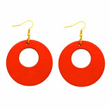 Retro Wooden Hoop Earrings Boho Dangle Drop Lightweight Colourful Women Gift UK