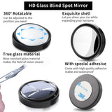 2x Adjustable Blind Spot Mirrors for Car – 360° HD Glass, Stick-On Convex Wide