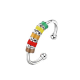 Anti Anxiety Fidget Ring Stress Relief Beads Spinner 925 Sterling Silver Rings
