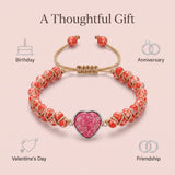 Heart Charm Beaded Bracelet Adjustable Cord Women Love Charm Bracelet Red Purple