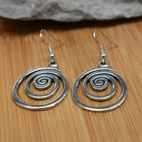 Spiral Dangle Drop Earrings Women Handmade Vintage Hook Silver Jewellery Gift UK