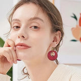 Retro Wooden Hoop Earrings Boho Dangle Drop Lightweight Colourful Women Gift UK