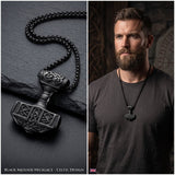 Thor's Hammer Mjolnir Necklace Silver Black Tone Viking Celtic Pendant Necklace