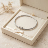 Silver Tone Twisted Wire Bangle Bracelet Open Cuff Ball Ends Adjustable Bracelet