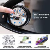 2x Adjustable Blind Spot Mirrors for Car – 360° HD Glass, Stick-On Convex Wide