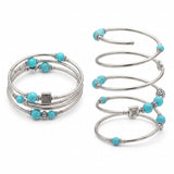 Women Spiral Wrap Bracelet Silver Tone Multi Layer Beaded Boho Colour Choice