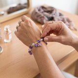 Purple Butterfly Bracelet Beaded Charm Girl Bracelet  - Gold Tone Women Bracelet